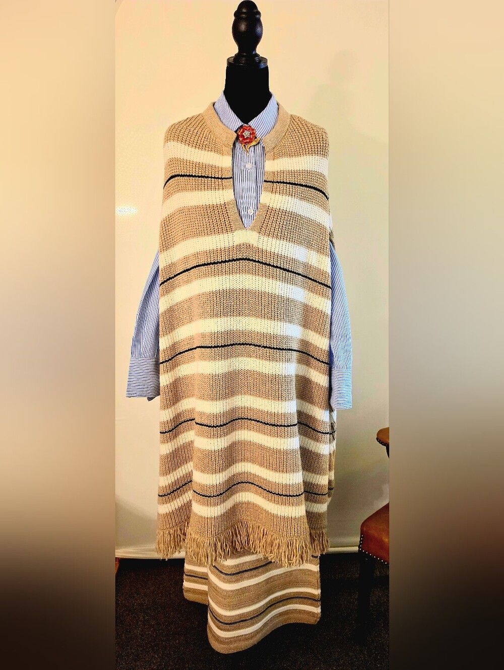 Zara Knit Poncho Cape And Skirt Set - Large